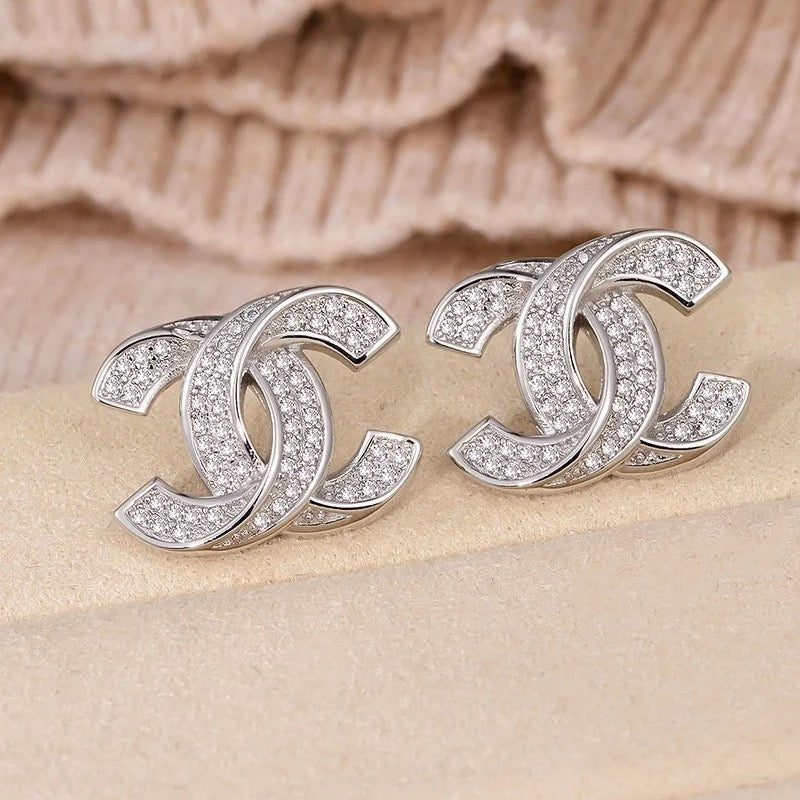 C is for Chunky, Rhinestone Large Stud-Style Earrings