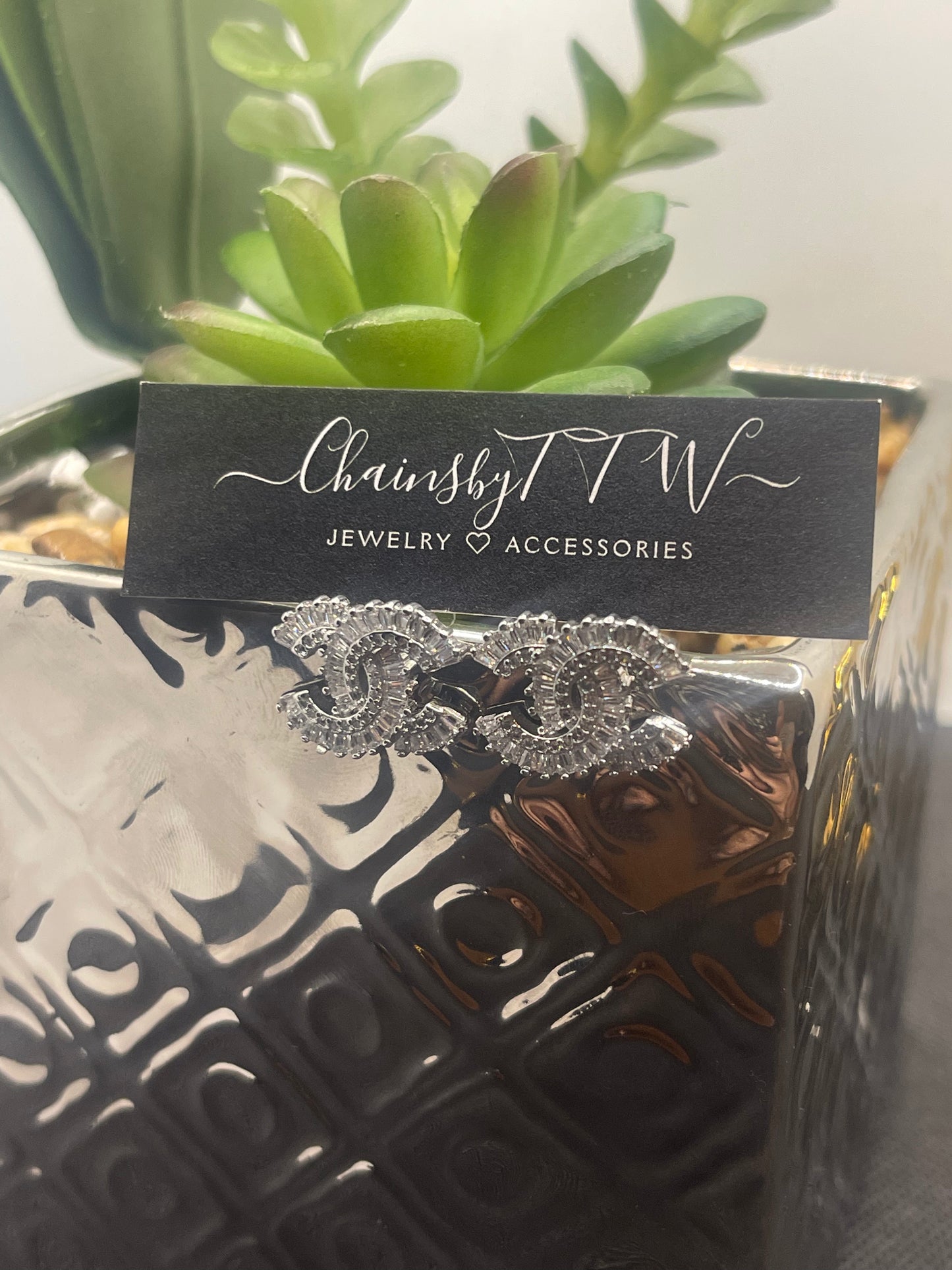 Baguette Style Double C Earrings