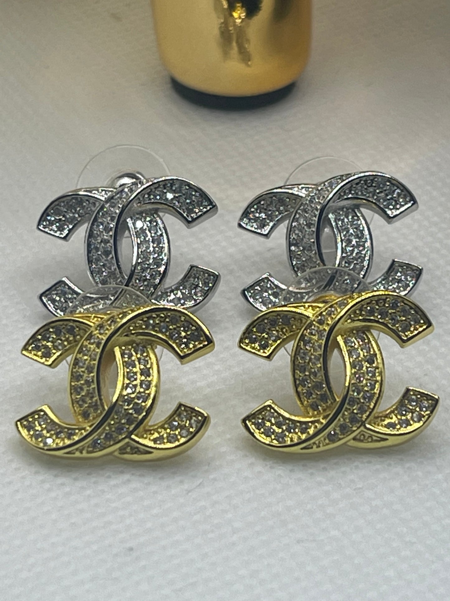 C is for Chunky, Rhinestone Large Stud-Style Earrings