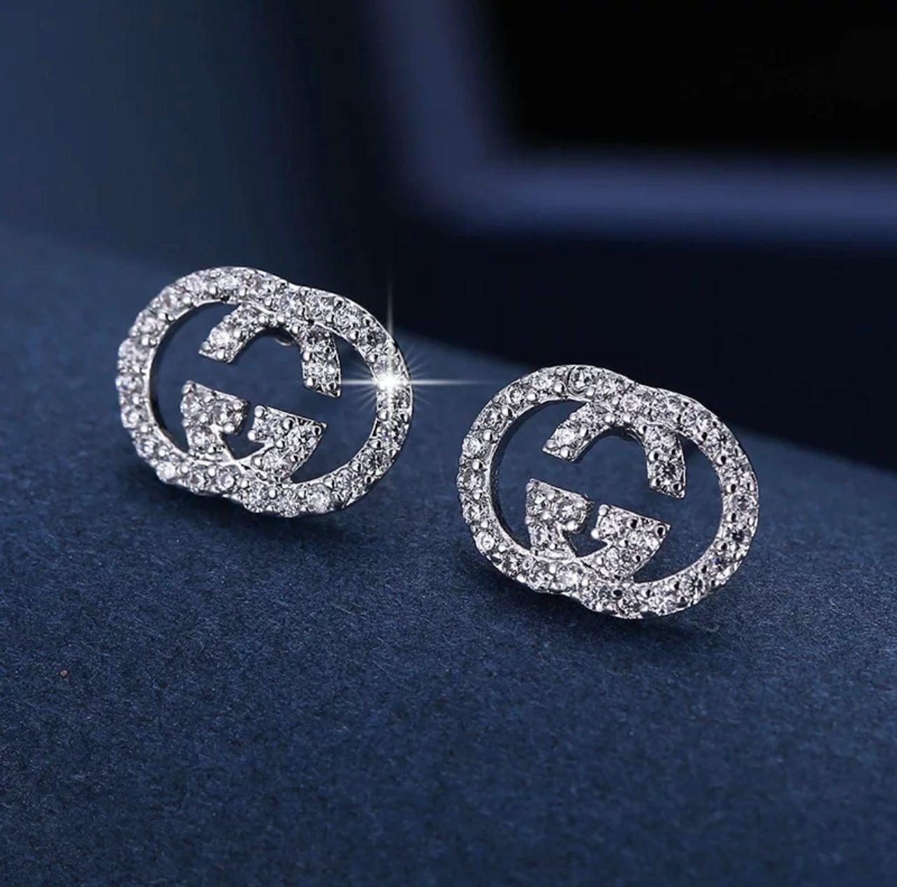 Rhinestone Double G Earrings