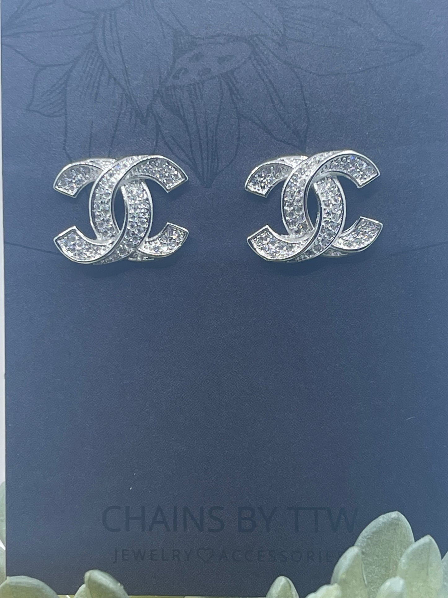 C is for Chunky, Rhinestone Large Stud-Style Earrings