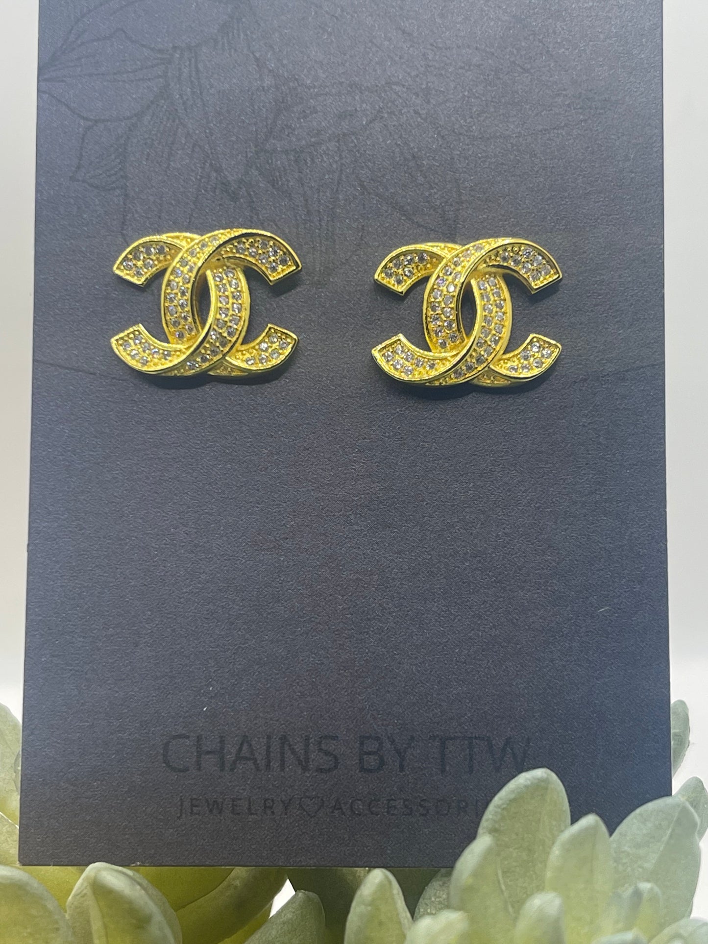 C is for Chunky, Rhinestone Large Stud-Style Earrings