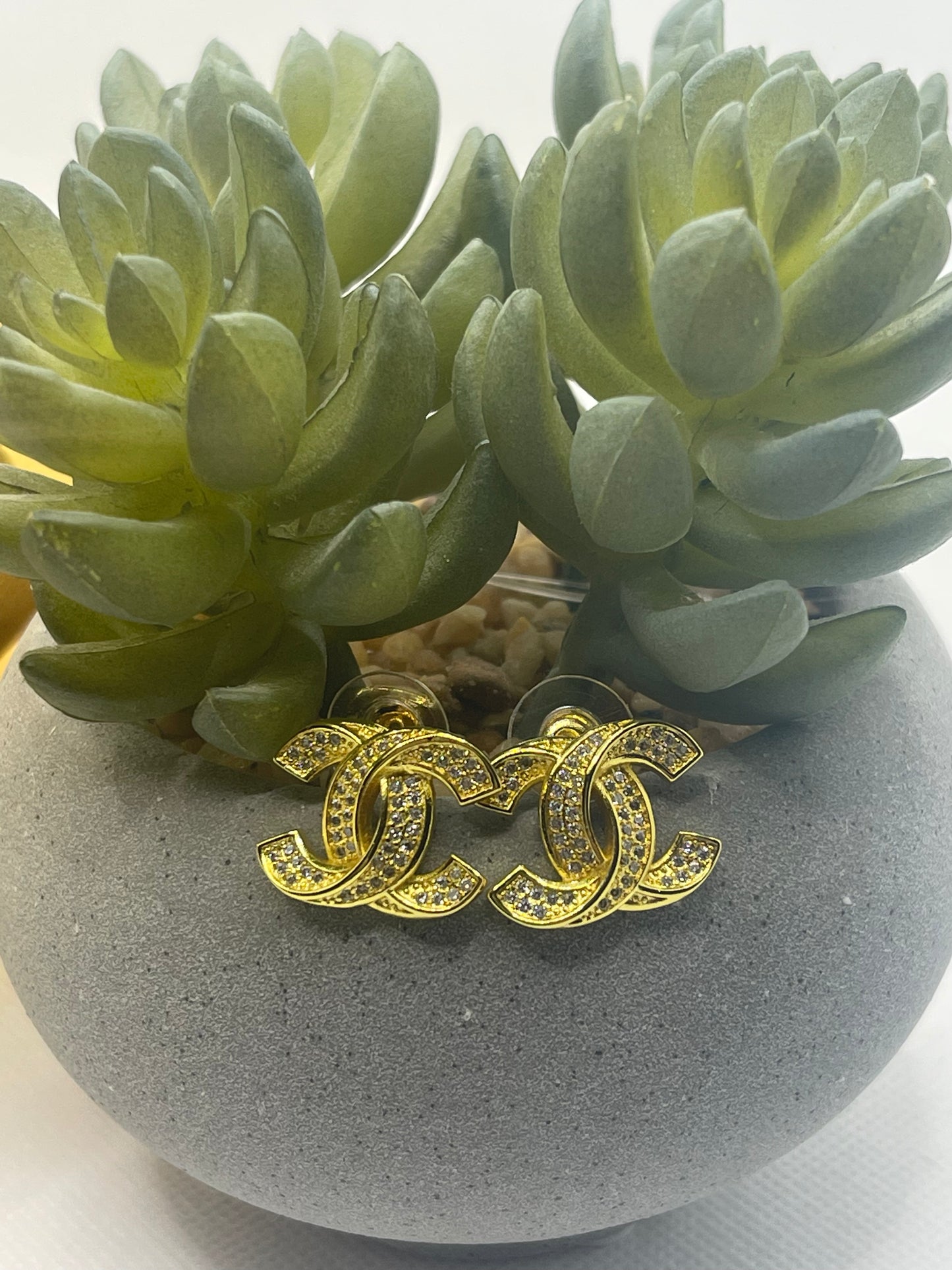 C is for Chunky, Rhinestone Large Stud-Style Earrings