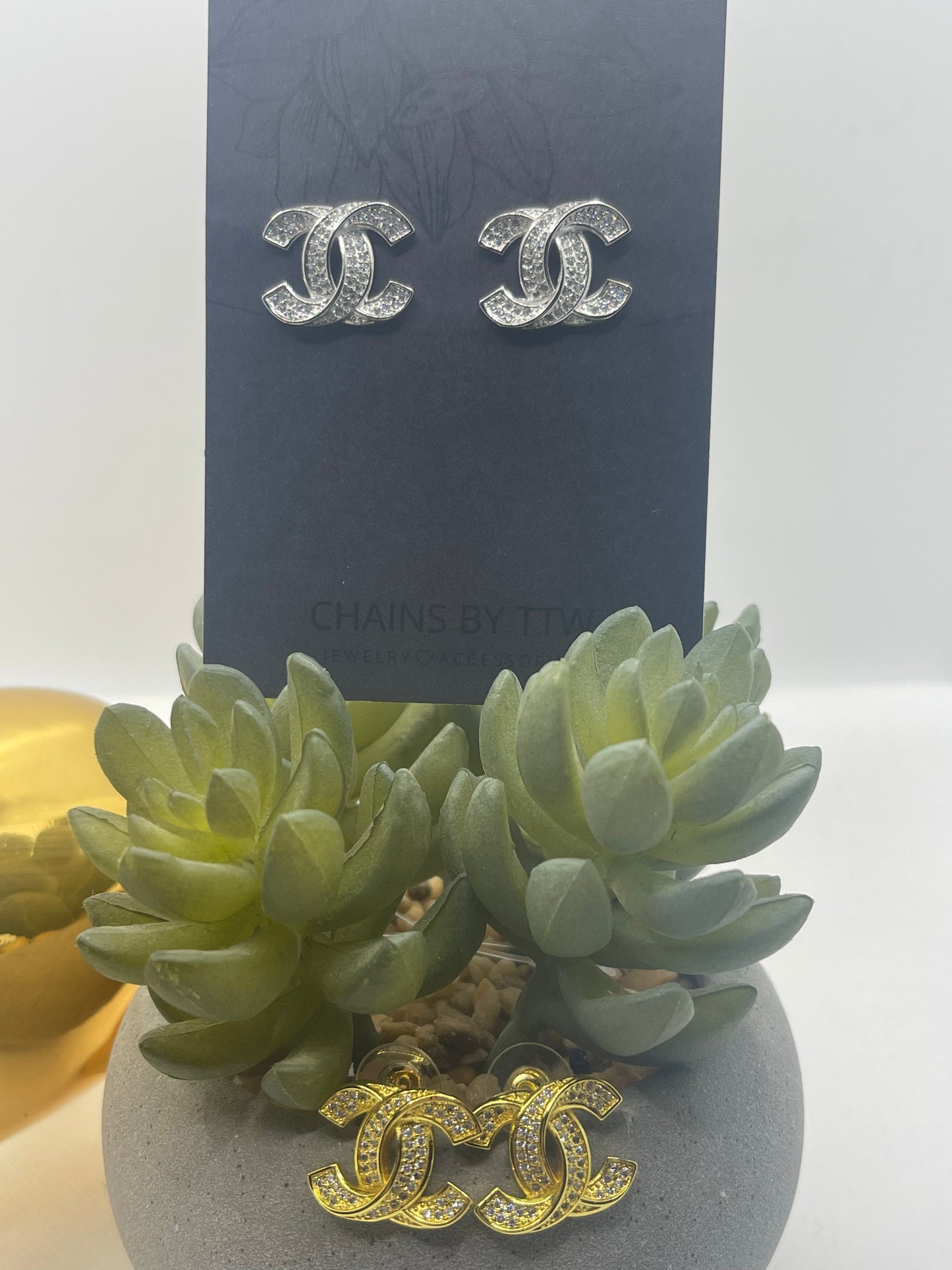 C is for Chunky, Rhinestone Large Stud-Style Earrings