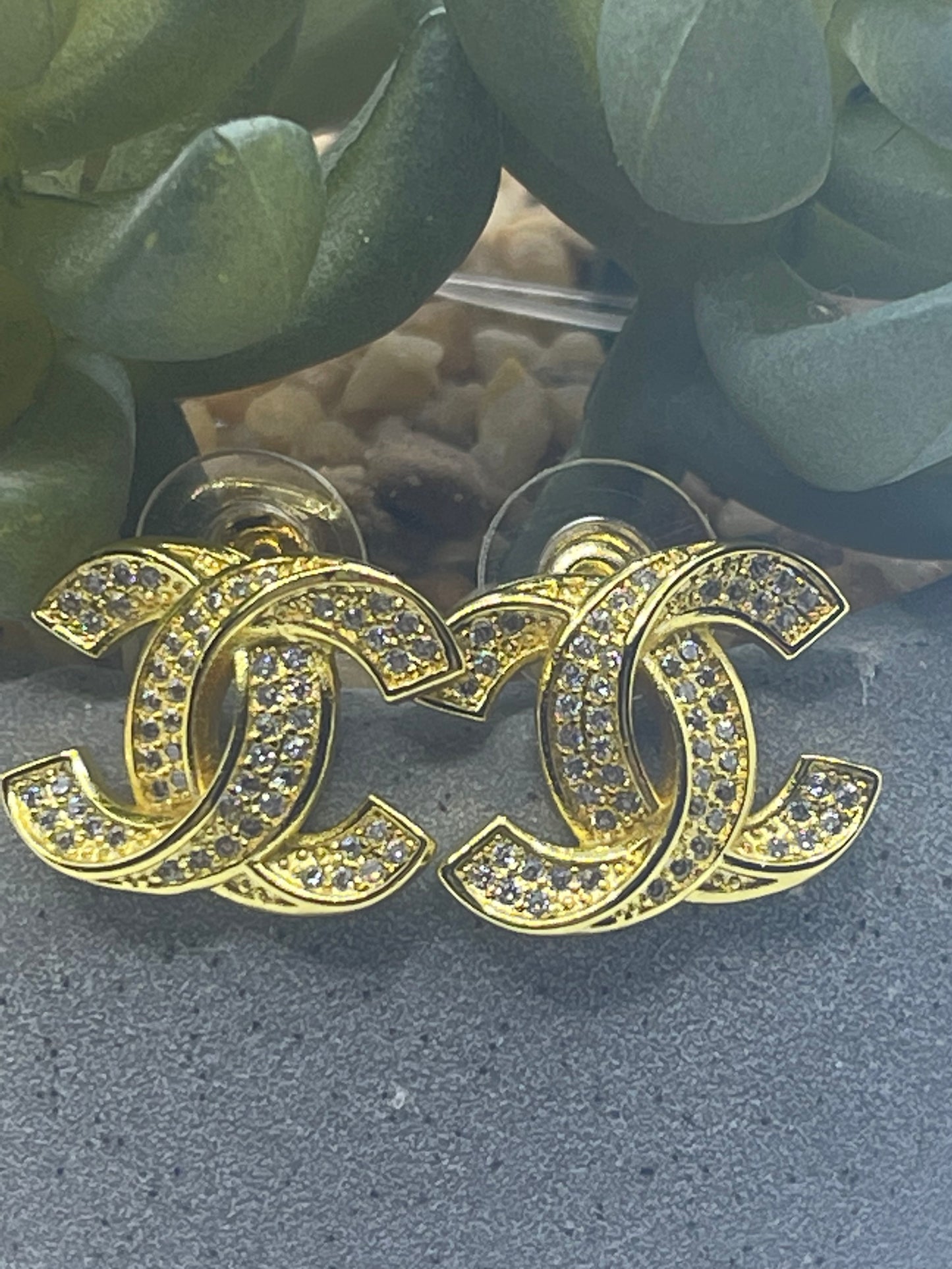 C is for Chunky, Rhinestone Large Stud-Style Earrings