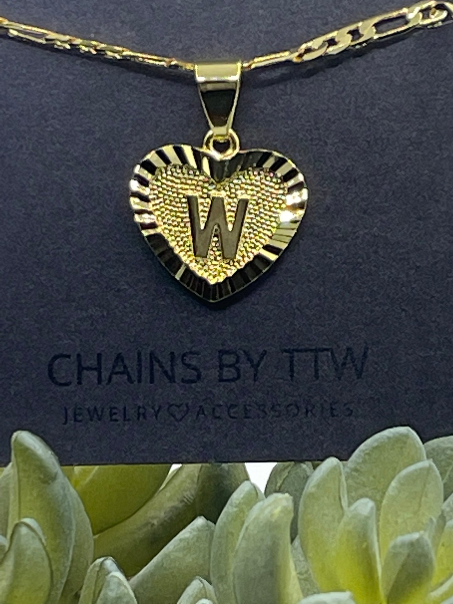 Gold Heart Initial Necklace