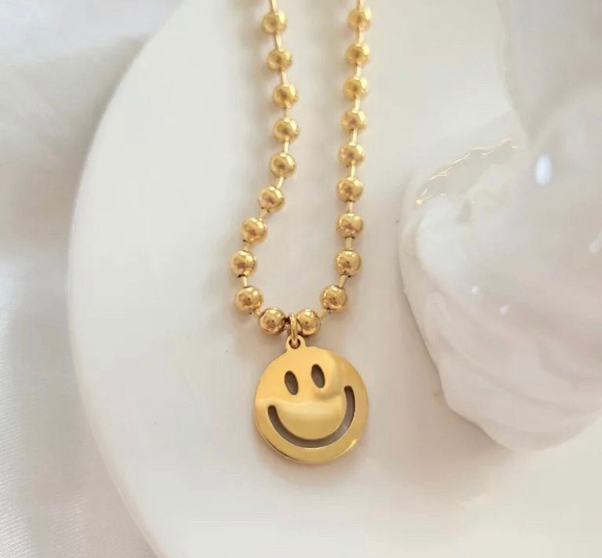 Gold Get Happy Face Necklace