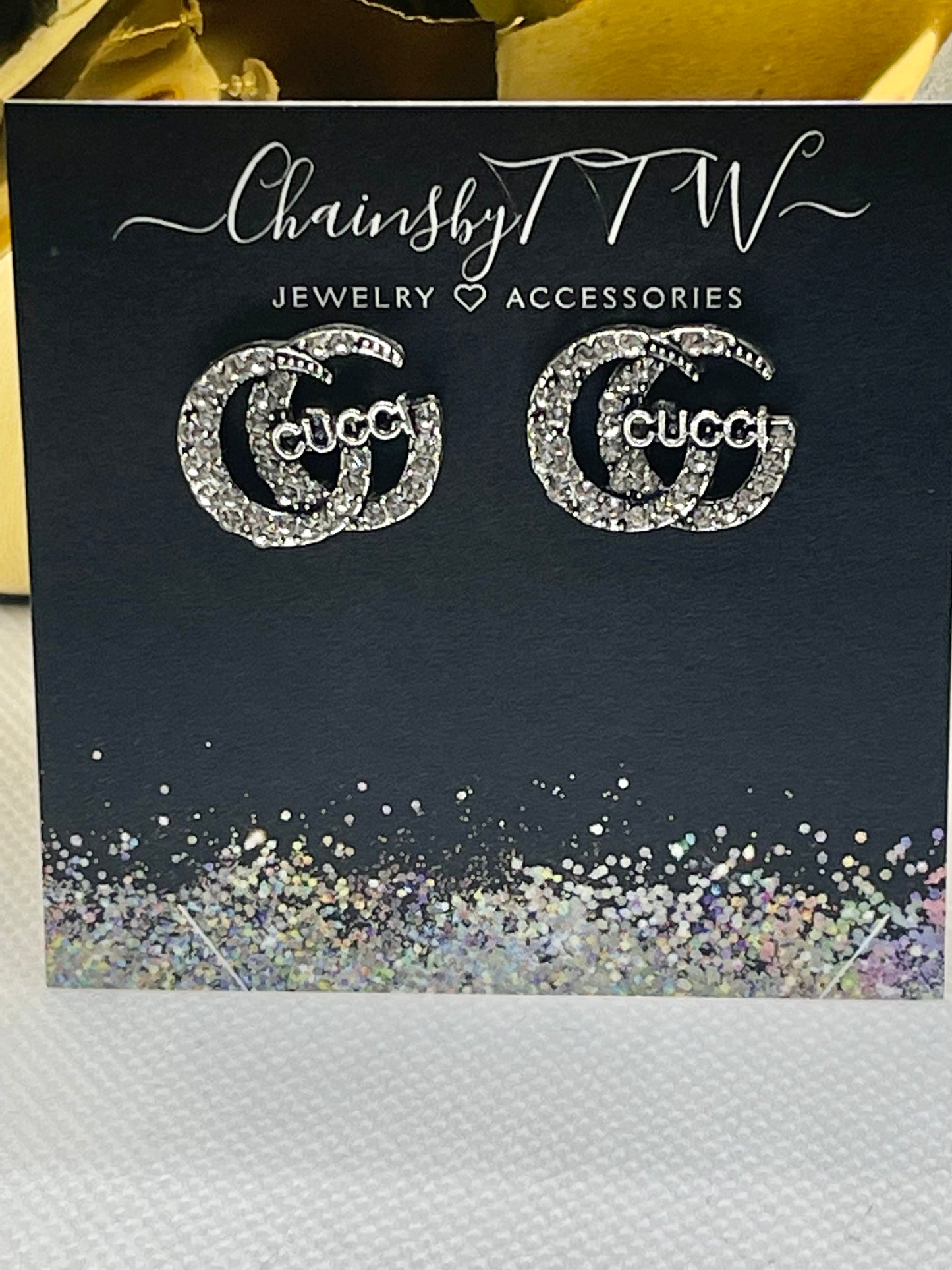 Large Rhinestone Good Girl Earrings