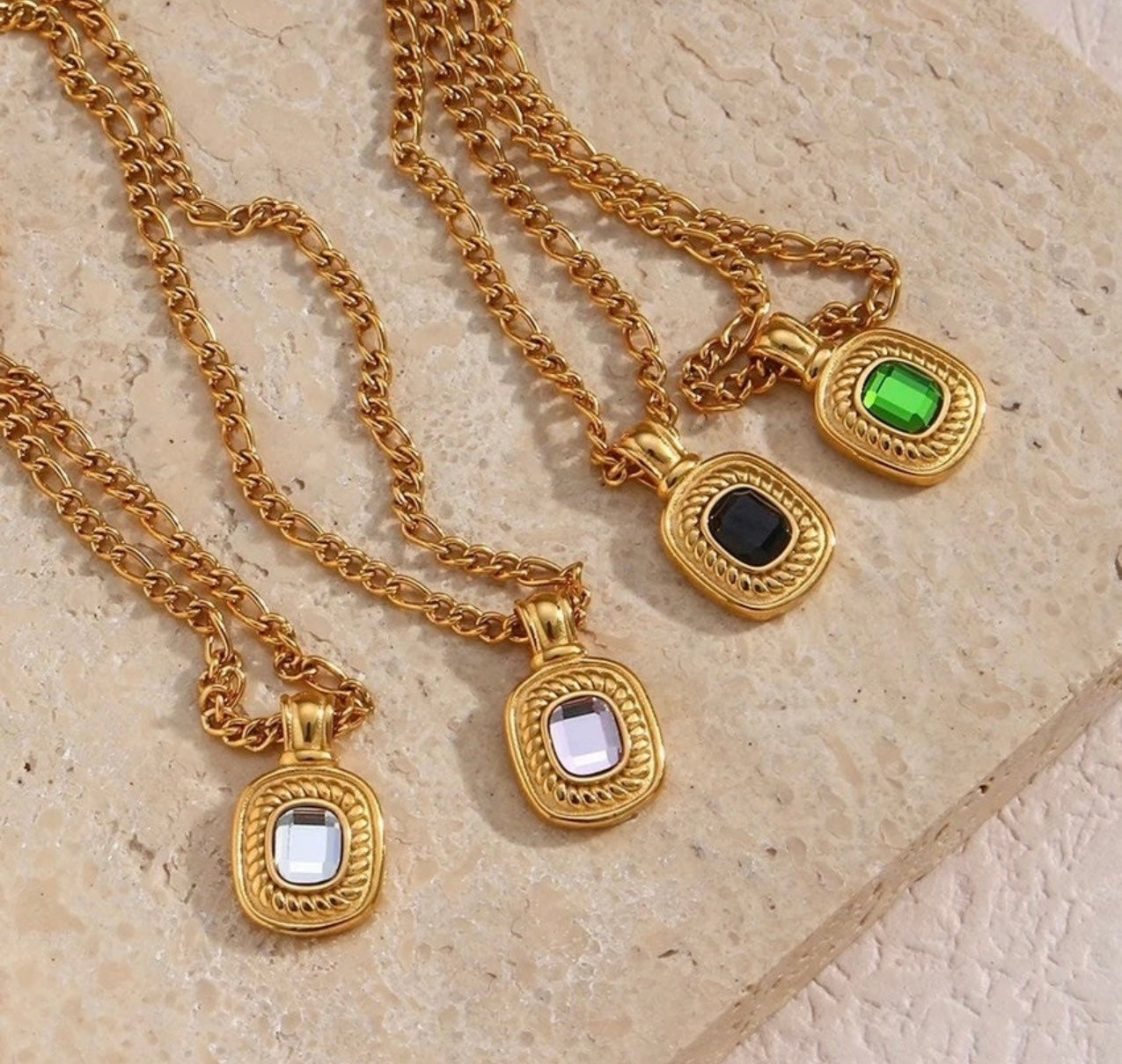 Vintage Gold Square Necklace