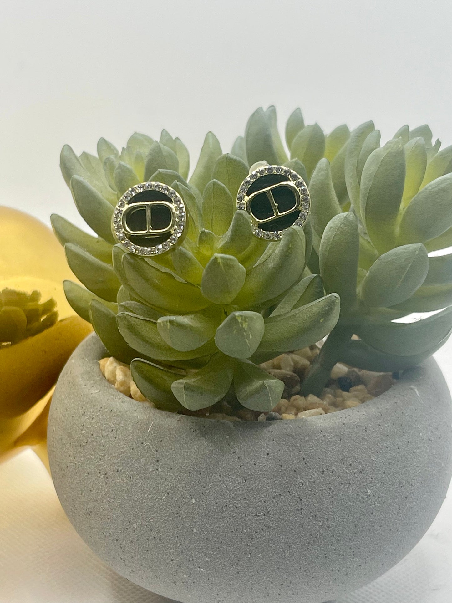 Glamorous Black Button Earrings