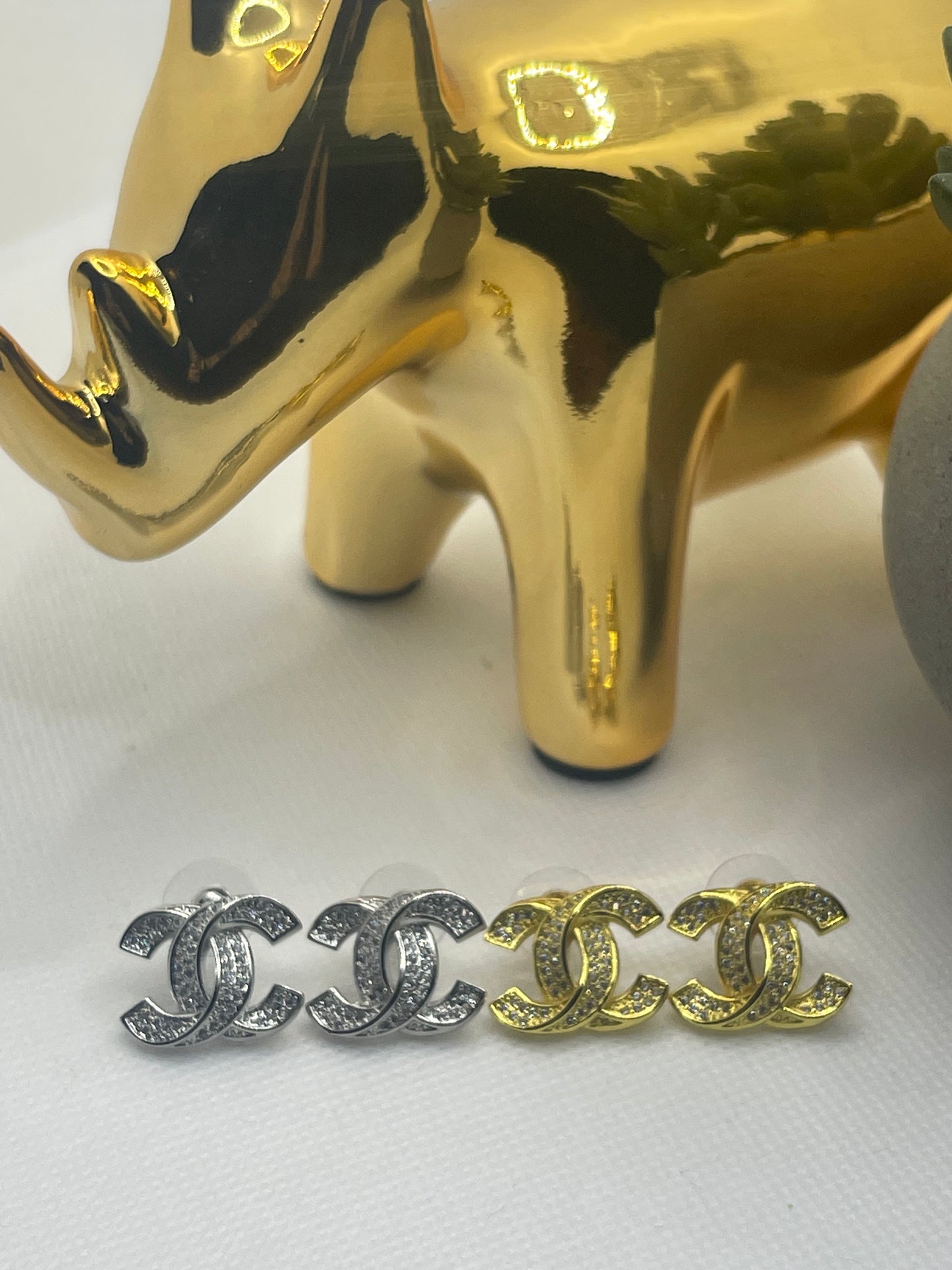 C is for Chunky, Rhinestone Large Stud-Style Earrings