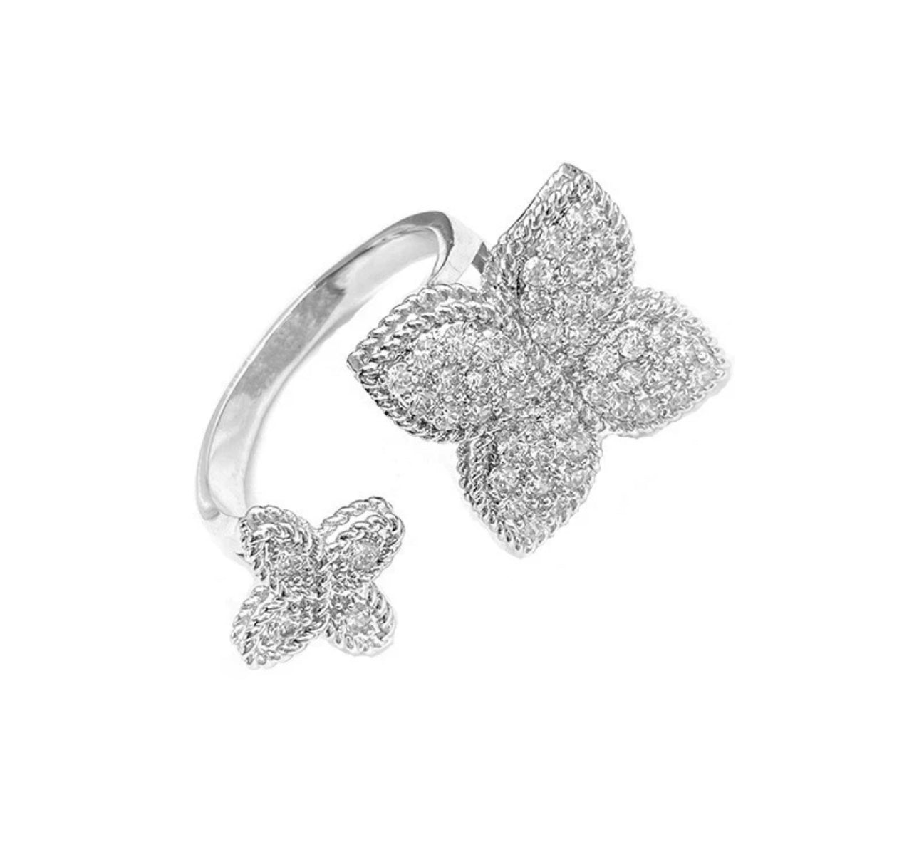 Double Bling Clover Ring (Adjustable)