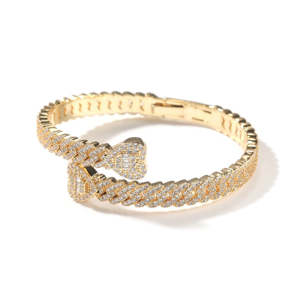2 of Hearts Bling Hinged Bangle Bracelet