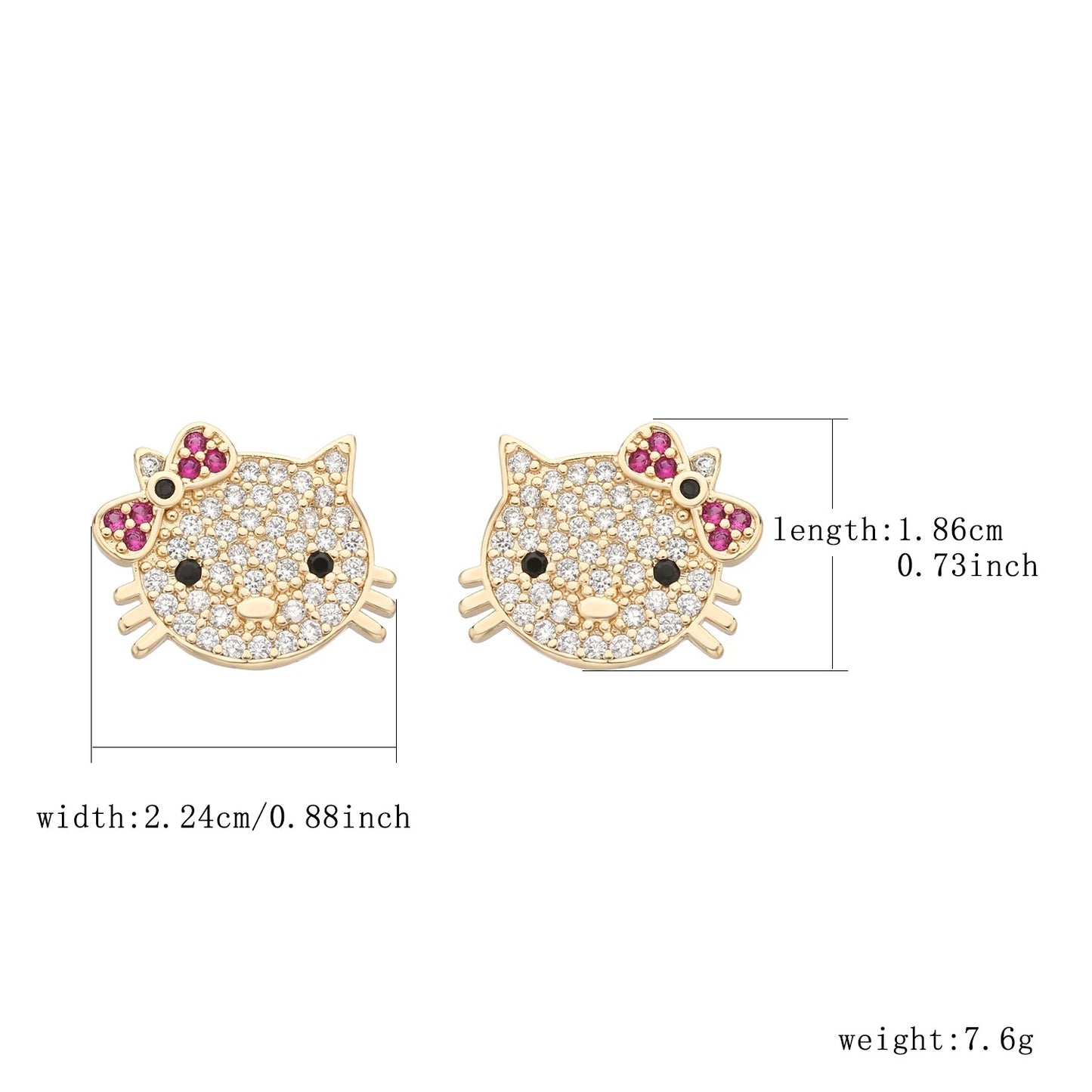 Meow Bling Kitty Stud Earrings