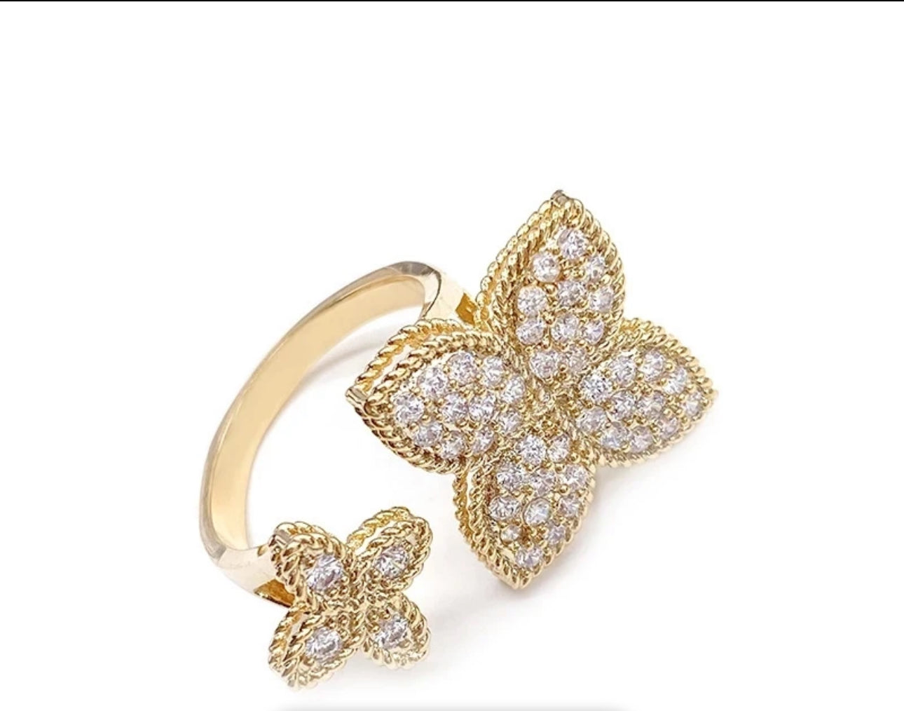 Double Bling Clover Ring (Adjustable)