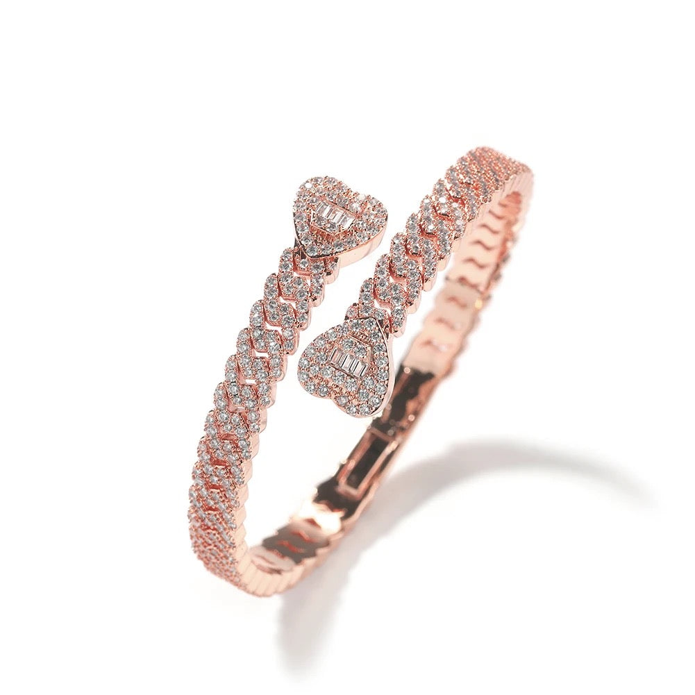 2 of Hearts Bling Hinged Bangle Bracelet