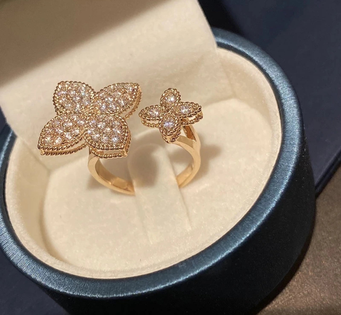 Double Bling Clover Ring (Adjustable)