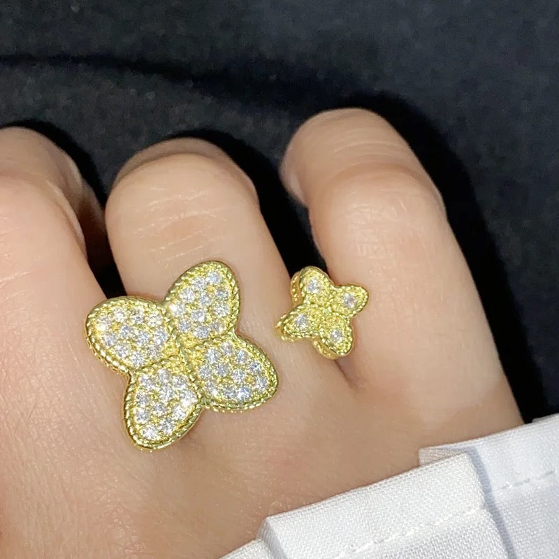 Double Bling Clover Ring (Adjustable)