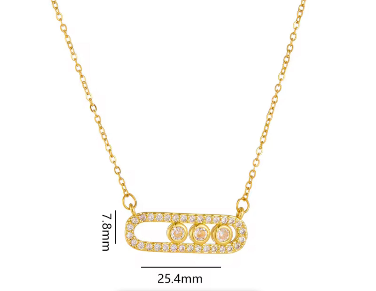 Glam Safety Pin Style Necklace