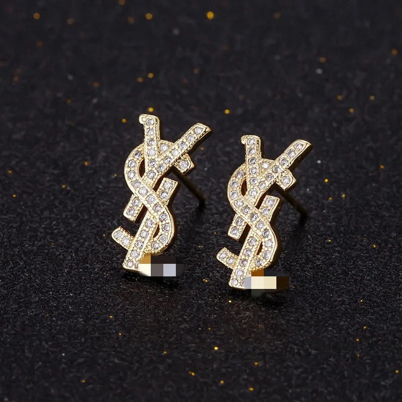 Pave Style Small Young Stupid Love Rhinestone Stud Earrings