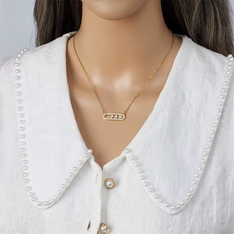 Glam Safety Pin Style Necklace