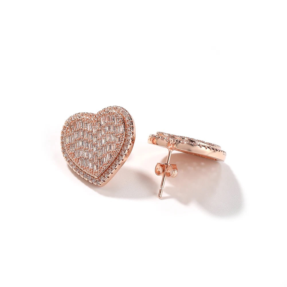 Iced out Heartbeat Stud Earrings