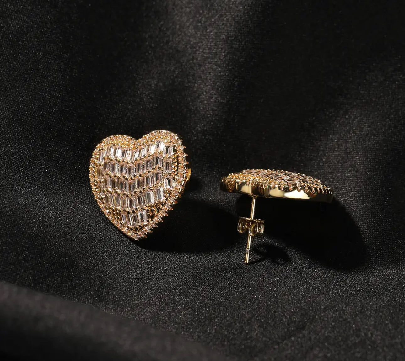 Iced out Heartbeat Stud Earrings