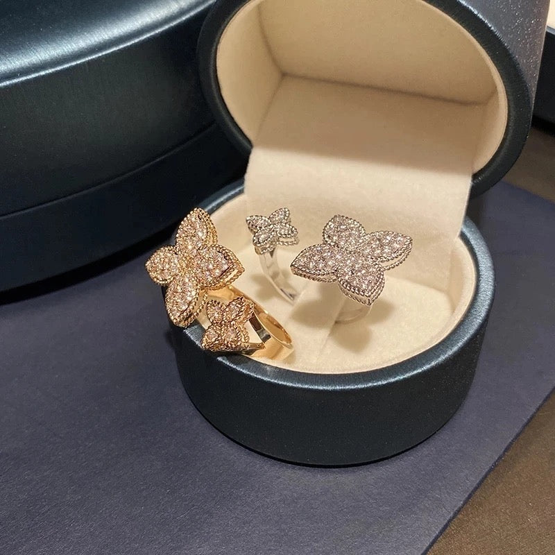 Double Bling Clover Ring (Adjustable)