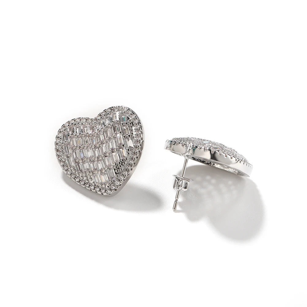 Iced out Heartbeat Stud Earrings