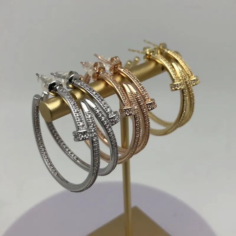 Nailhead, Medium Hoop Earrings