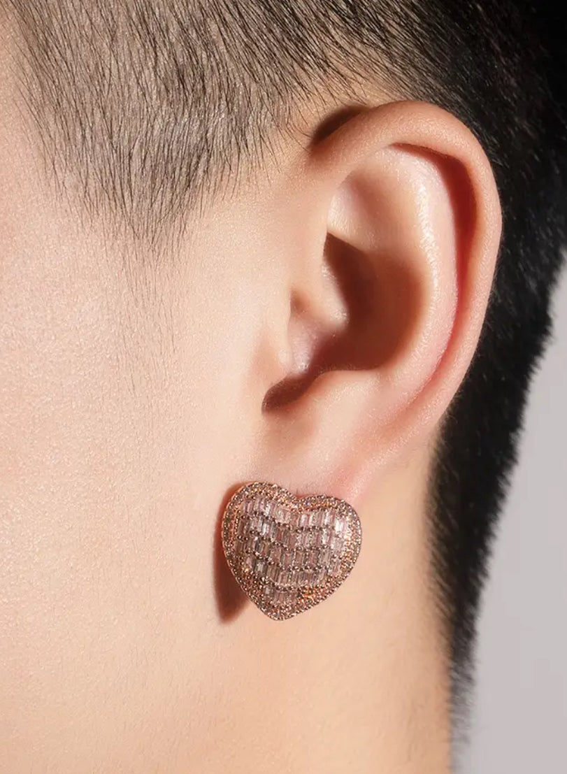 Iced out Heartbeat Stud Earrings