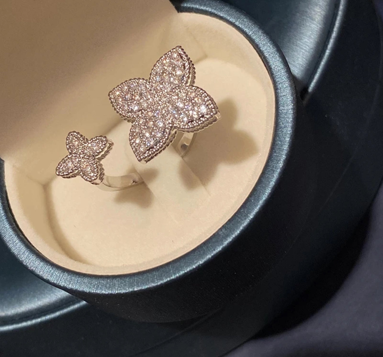 Double Bling Clover Ring (Adjustable)