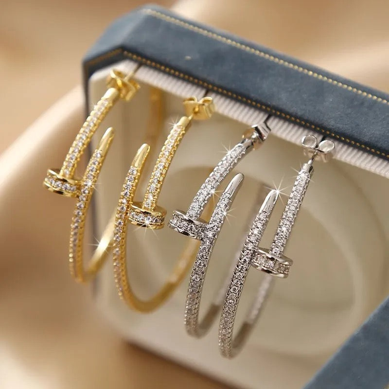 Nailhead, Medium Hoop Earrings