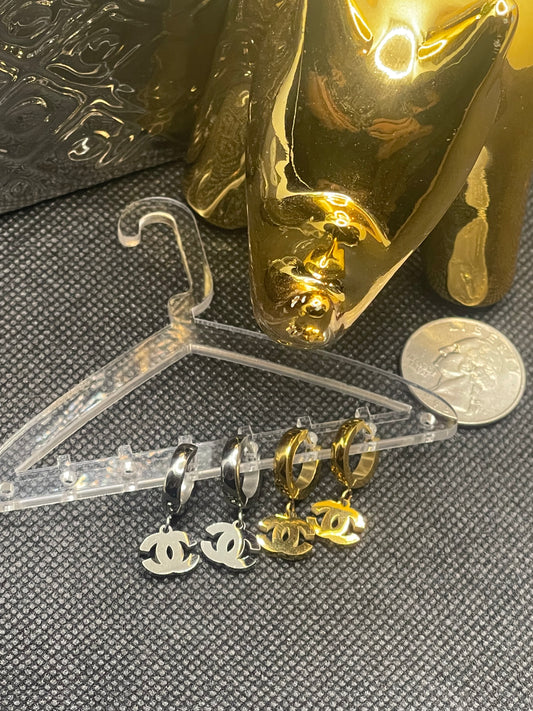 Huggie Dangling CC Earrings