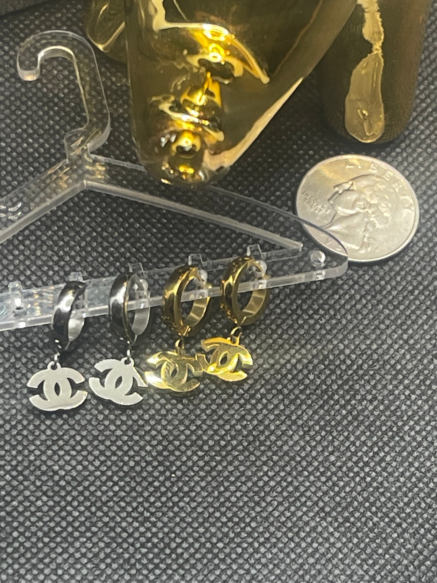 Huggie Dangling CC Earrings