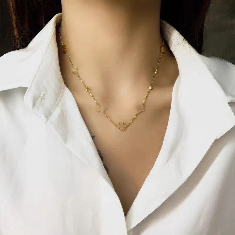 Delicate Lacey Clover Style Necklace