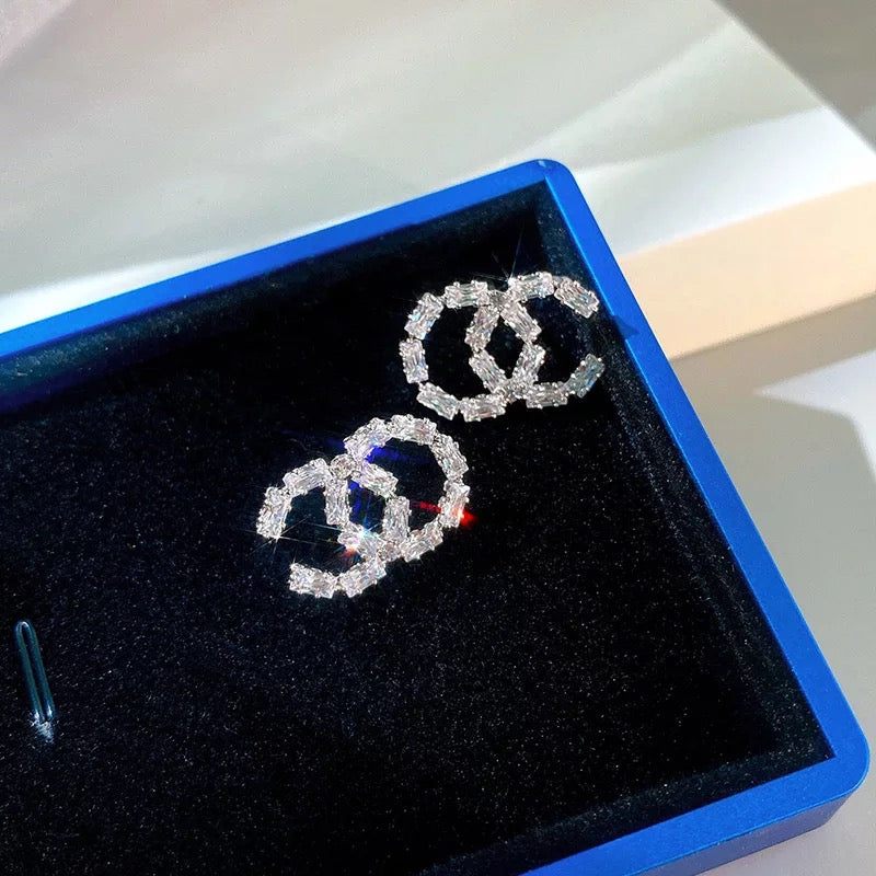 Sparkling C is for Cathy Rhinestone Earrings