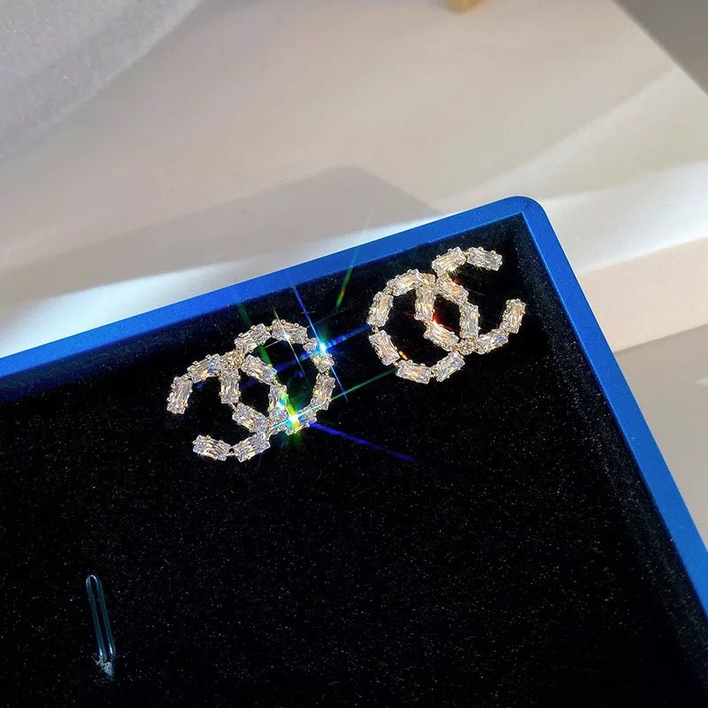 Sparkling C is for Cathy Rhinestone Earrings