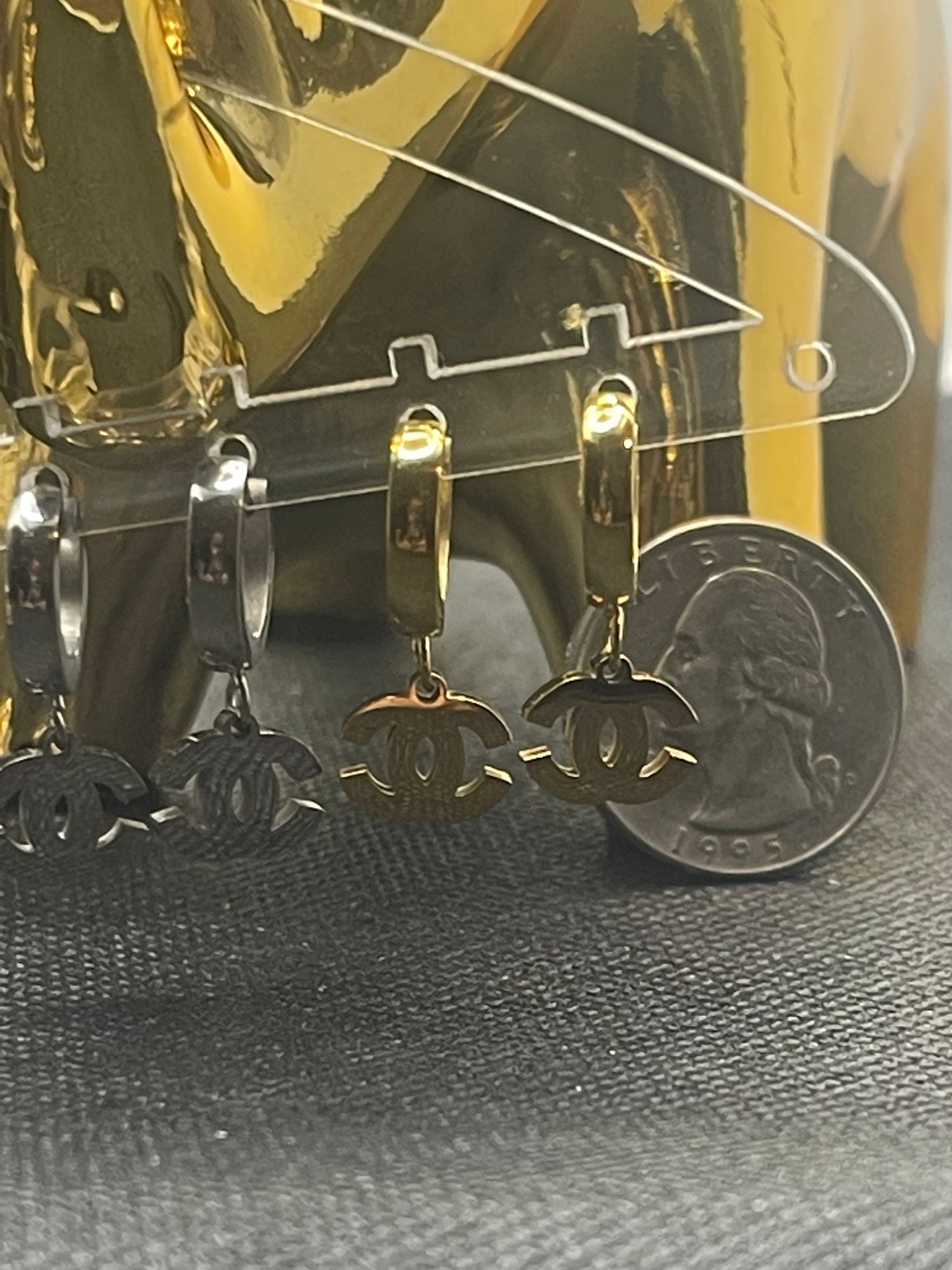Huggie Dangling CC Earrings