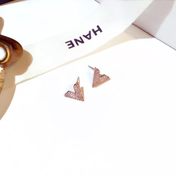 Initial V Earrings
