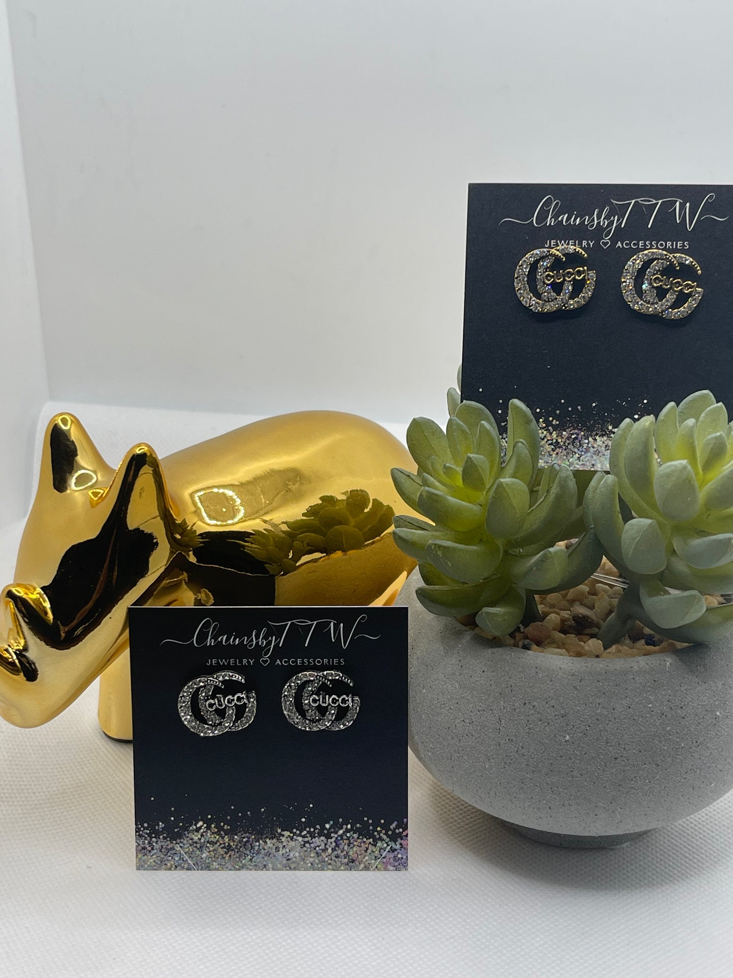 Large Rhinestone Good Girl Earrings