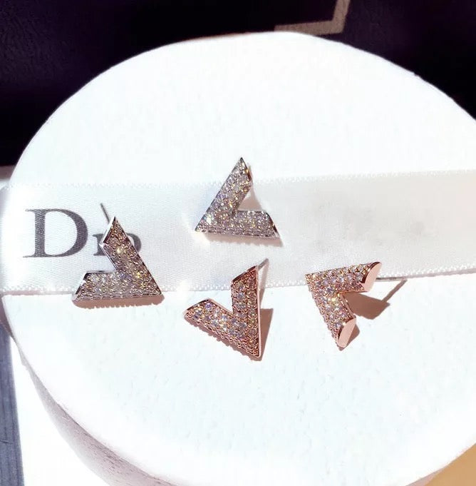 Initial V Earrings