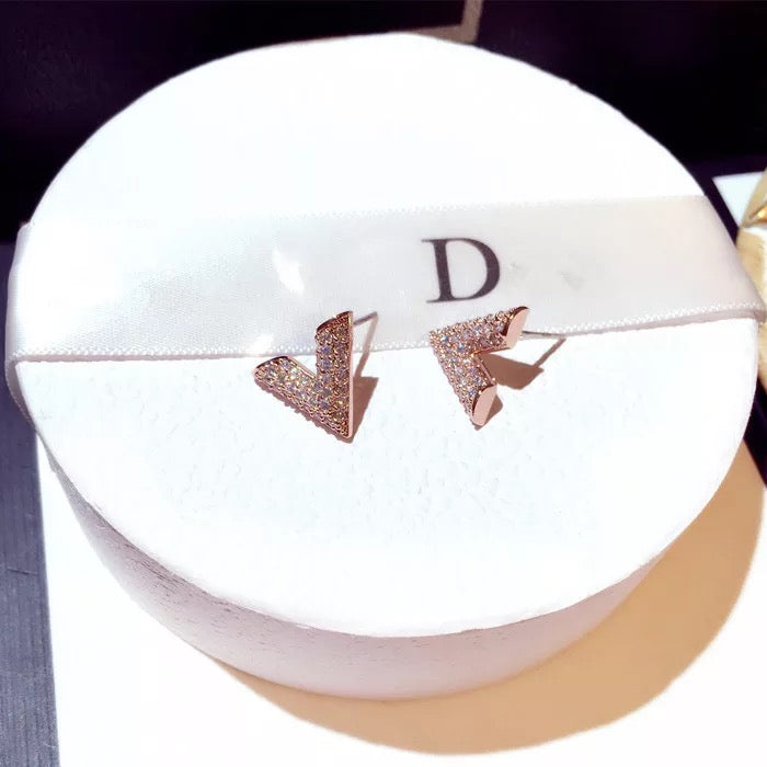 Initial V Earrings