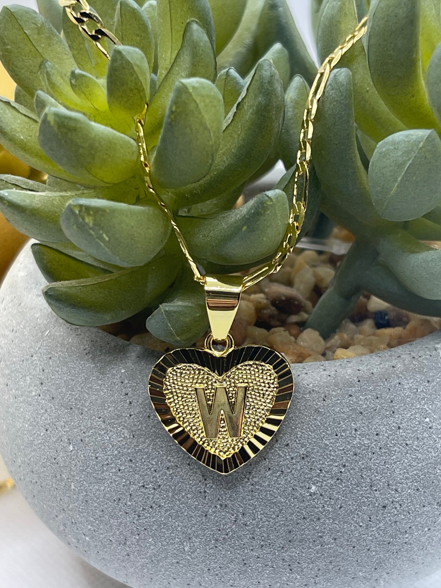 Gold Heart Initial Necklace