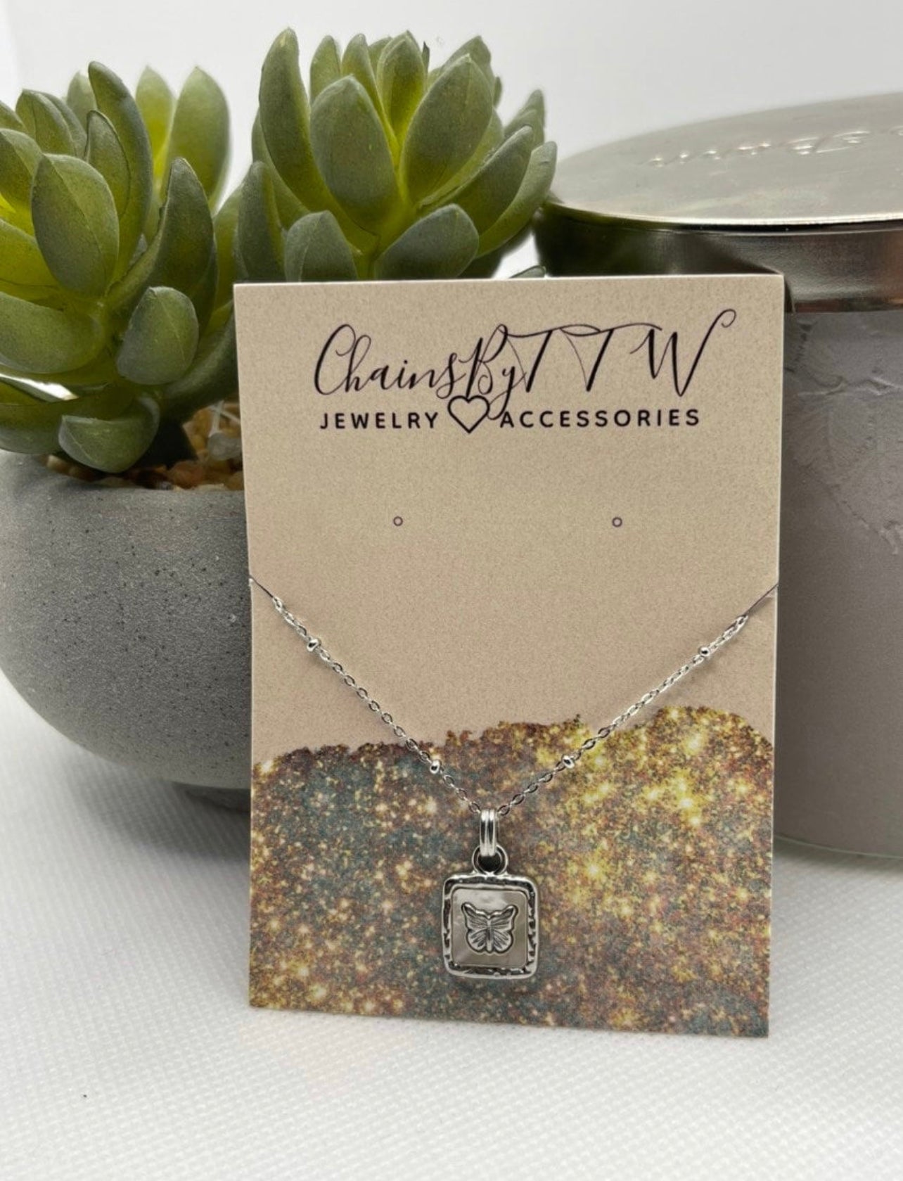 Mariposa Square Pendant Necklace