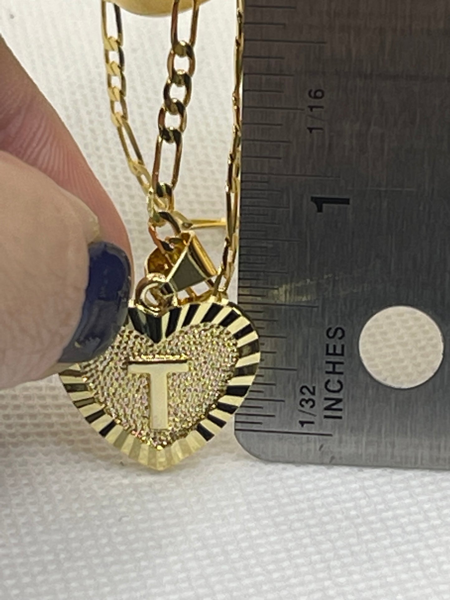 Gold Heart Initial Necklace