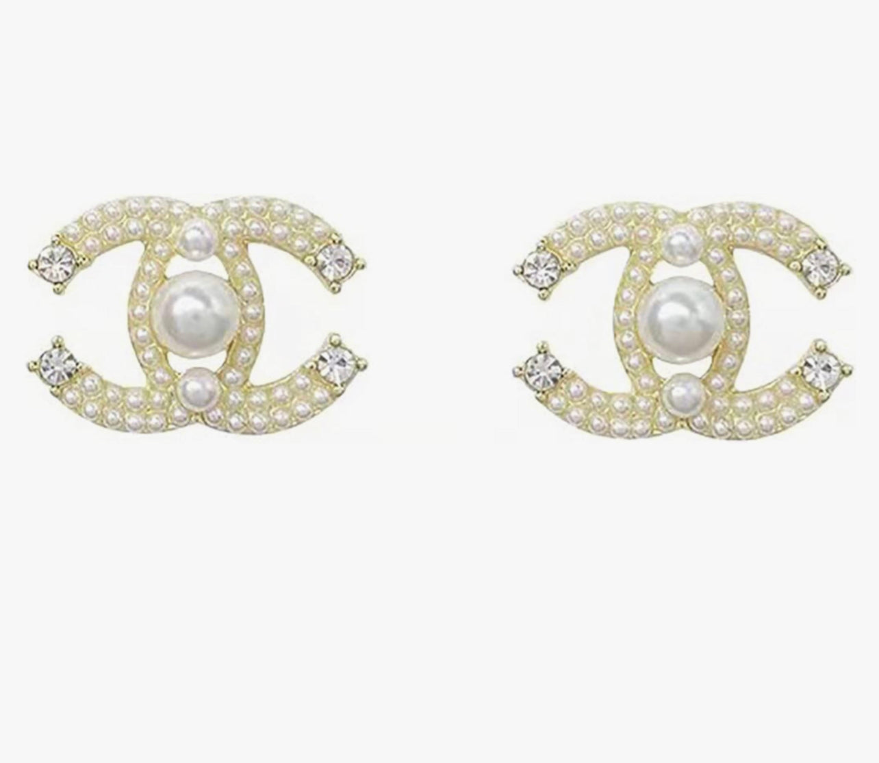 Double Classy Pearl and Rhinestone Studs
