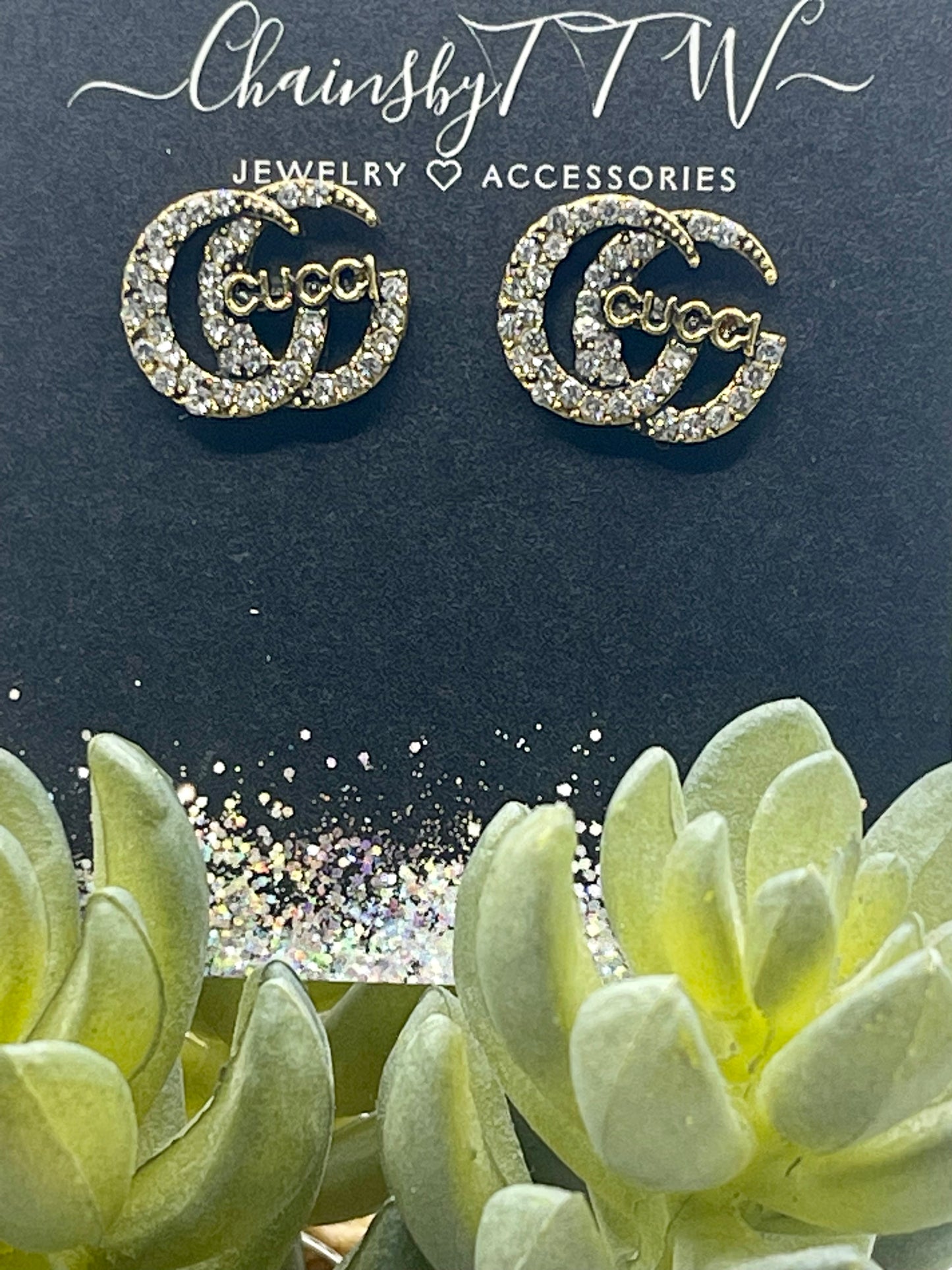 Large Rhinestone Good Girl Earrings