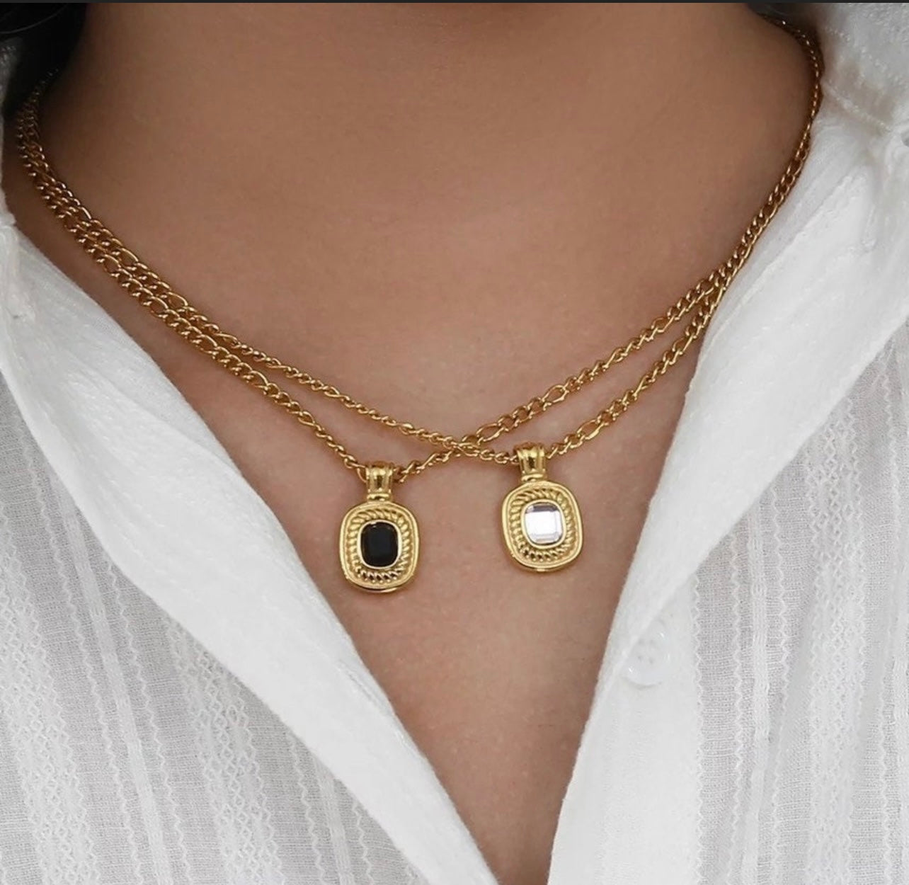 Vintage Gold Square Necklace