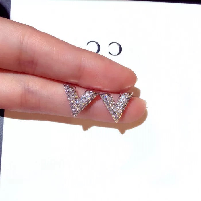 Initial V Earrings